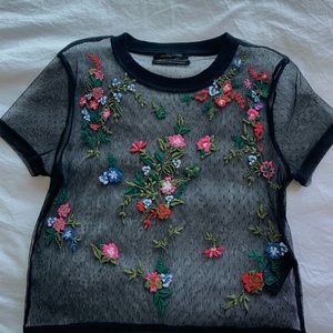 Urban Outfitters Mesh Floral Top